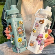 700/900ML Outdoor Water Bottle with Straw Plastic Tumbler BPA free Transparent Drink Bottle Large Capacity Water Cup