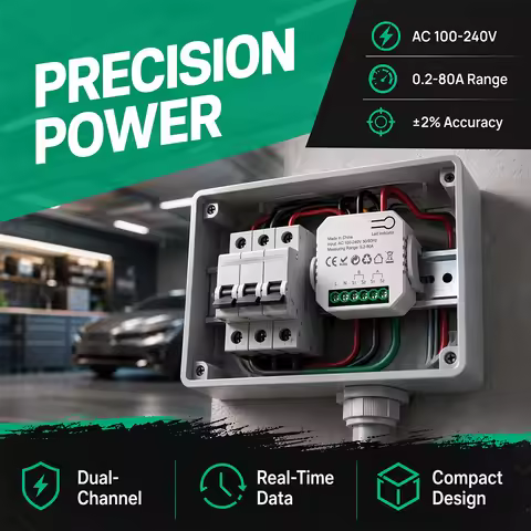 Tuya WiFi Smart Energy Meter 80A Bidirectional 1/2 Channel CT Clamp DIN Rail Mount PV Solar Import E