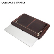 ติดต่อครอบครัวหนังแท้กระเป๋าแล็ปท็อปกรณี13 14 15 16นิ้วสำหรับ Macbook Air/pro Lenovo Asus Acer Dell HP โน๊ตบุ๊คกระเป๋า