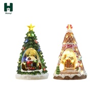 Homyl Christmas Musical Box Music House Sculpture Ornament Figurine with Led Light Plays 8 Songs Nos