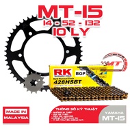 Yamaha MT-15 chain sprocket, RK black gold chain 428HSB (10mm)