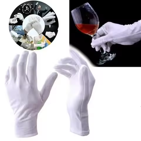 1Pair Thicken White Cotton Gloves For Dry Hands Moisturizing Eczema Inspection Work Gloves Washable 
