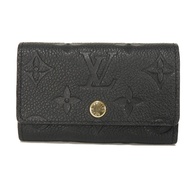 LOUIS VUITTONMulticles 6 目前型號 LV 標誌花朵黑色按扣 6 鑰匙鉤雙折鑰匙包，帶 RFID IC 晶片，全新未使用 Monogram Empreinte Noir 印花鑰匙