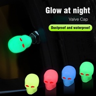 【BTQN】4x Plastic Tire Valve Cap Luminous Car Trucks Wheel Dust Cover Glow In The Dark