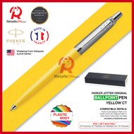 Parker Jotter Original Ballpoint Pen- Yellow Chrome Trim (with Black - Medium (M) Refill) / {ORIGINAL} / [RetailsON]