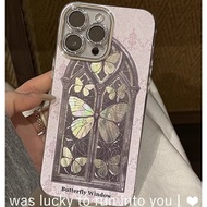 Casing iPhone 11 13 14 15 16 Pro Max ปกแข็งลายผีเสื้อ Retro Trend Case For iPhone 13PM,16PM,15PM,14P