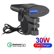 มอเตอร์ไซค์ USB สวิตช์อัตโนมัติ DC 12V-24V Charger sepeda Motor USB Type C อะแดปเตอร์ชาร์จในรถยนต์ PD สำหรับกล้องดิจิตอลโทรศัพท์