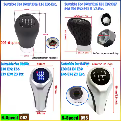 HQ For BMW Gear Stick Shift Knob Gear 5 6 Speed Shift Knob E87 E82 E36 E90 E46 E34 Z3 E60 E30 Etc.BM