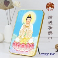 Buddha Edge Table~HD Avalokitesvara Bodhisattva Avalokitesvara Bodhisattva Buddha Statue Painting Table Decoration Stand Golden Round Corner Photo F