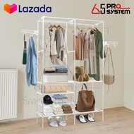 InnHome ราวแขวนผ้า ราวตากผ้า ตู้เสื้อผ้า 2IN1 แขวนและเก็บในหนึ่งเดียว พร้อมชั้นวางอเนกประสงค์ ขนาด 8