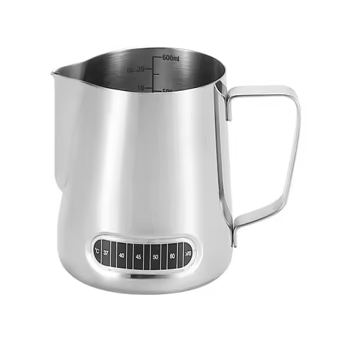 304 Stainless Steel Milk Frothing Pitcher With Temperature Display, Coffee Latte Art Jar Precision S