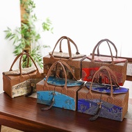 Rattan Double Can Fabric Gift Box Tea Cloth Bag Company Annual Meeting Sealed Storage Y D F W 2