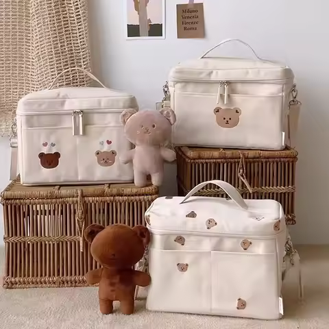 Children's Teddy Bear Insulation Bag Portable Multi-Functional Stroller Storage Mommy Bag for Outing