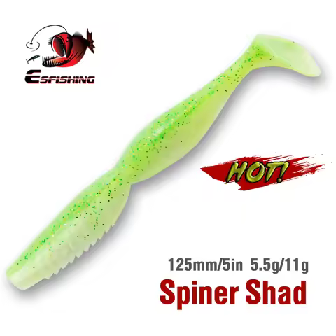 ESFISHING Soft Fishing Lures Spiner Shad 100mm125mm Jigging Bait Spindle SwimBait Pesca Zander Pike 