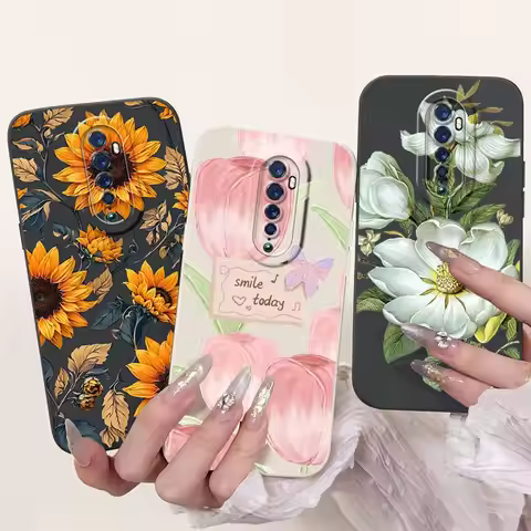 For Oppo Reno2 F / Reno2 Z / Reno2 Elegant Floral Cat Phone Case Reno 2F 2Z 2 CPH1989 CPH1951 Shockp