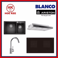 Ariston Induction + Ariston Slimline Hood + Blanco Naya 8 Silgranit Sink + Blanco Mida XL Sink Mixer Chrome