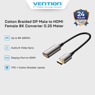 Vention Converter Cable Display Port DP Male to HDMI Female 4K 8K 60hz 144Hz HDR Cotton Braided - HF
