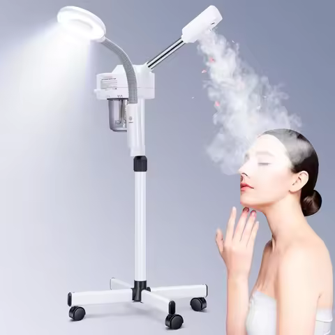 2 IN 1 Nano Ionic Facial Steamer 5X Magnifying 66 LED Lamp UV Water Purification 360° Nozzle Salon S