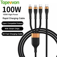 1.5m 3 in 1 PD USB C Cable 100W 6A Fast Charging Type C Cable for Laptop Macbook iPhone 15 Samsung H