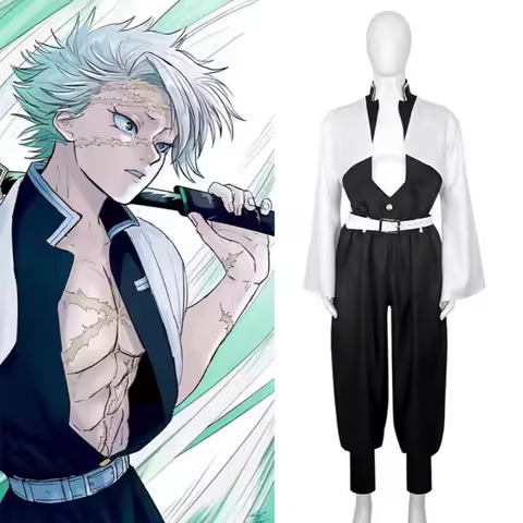 Shinazugawa Sanemi Cosplay Costume Wig Anime Demon Wind Hashira Uniform Stickers Slayer Kimetsu No Y