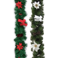 Pine Line Fake Tree Christmas Decoration 8 Inches 6 Feet Decorated With Red White (60850-2)