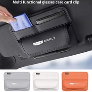 Geely Car sun visor leather glasses case card clip multifunctional storage box Suitable for all cars
