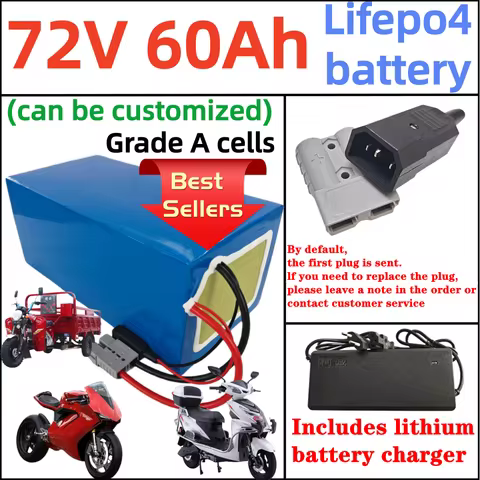lithium 72V 60Ah lifepo4 battery pack BMS 24S 76.8V deep cycle for 5000W 3500W Golf carts, small two