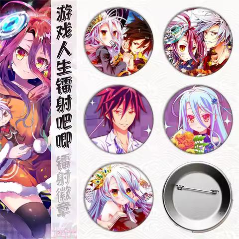 58mm Anime NO GAME NO LIFE Sora Sora no Mamoru Mono Cosplay COSTUME Badge Pin SPTE Tinplate Brooch﻿ 