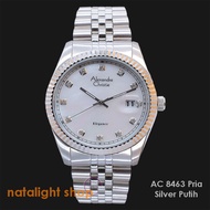 Jam Tangan Pria Alexandre Christie 8463 Original Rantai Silver Putih 