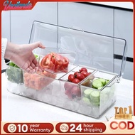 5 Grid Fruit Vegetable Fresh Box Chilled Condiment Server Tray Compartment Serving Fruits Bowl