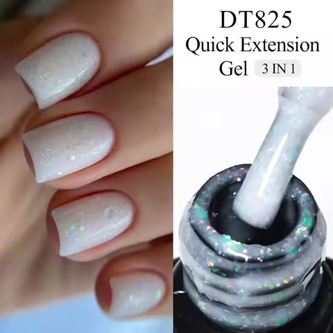 MEET ACROSS 7ml Glitter Quick Extension Gel Nail Polish 3-in-1 Reflective Sparkling Building Gel for