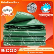 Green Silver Waterproof Canvas Tarpaulin Sheet Canopy Camping Kanvas Premium PE 遮陽挡雨防水篷布
