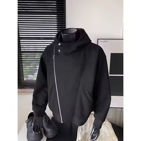 Grey hooded sweatshirt for men and women, 2026 autumn and winter new item, thick and loose jacket