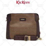 Kickers Signature Unisex Monogram Genuine Leather Coated Canvas Crossbody Bag #KICS79419