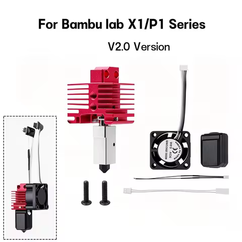 Complete Hotend Assembly Hotend For Bambu Lab X1 X1C P1P P1S with Fan Upgrade 2.0 with Nozzle Comple