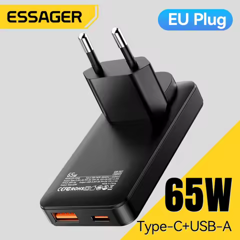 Essager Slim 65W GaN Travel Charger USB A Type C Portable Charger Folding Fast Charger for iPhone 17