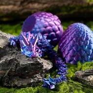 3D Printed Dragon Crystal Dragon Toy Dragon Egg Surprise 3D Dragon Gift Home Desk Decoration (Purple