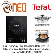 Tefal IH2108 Induction Hob + Tefal E30170 Emotion Stainless Steel 24cm Shallow pan w/lid