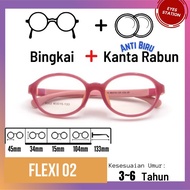 Flexi 02 Kaca Mata Anti Biru Gajet Untuk Kanak-Kanak Anti Blue Light Glasses For Kid Gaming Screen G