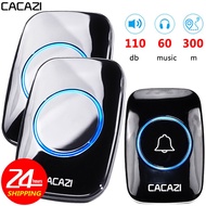 Waterproof (in 110DB CACAZI home DoorBell chime plug UK PIN bell 3 door ring 300M range 60 Wireless stock)Singapore