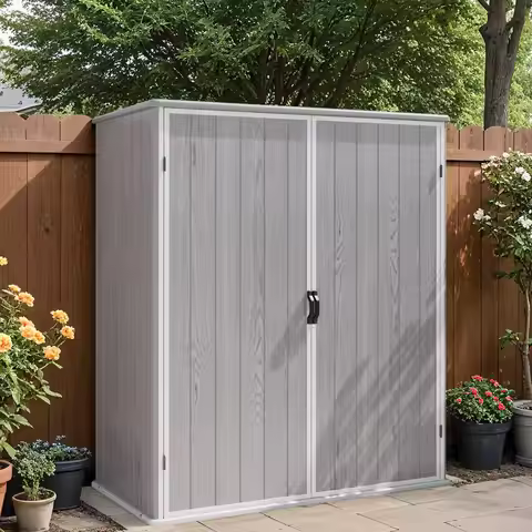 lastic Outdoor Storage Shed with Floor, 5 x 3 FT Patio Outdoor Storage Cabinet , Waterproof Resin Sh