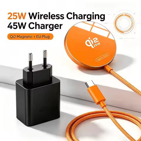 Qi2 25W Wireless Charger Magnetic Induction Fast Charge With 45W Type C Charger For iPhone 18 17 16 