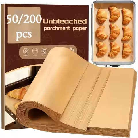 50/200pcs Pre-Cut Parchment Paper Sheets, Non-Stick Half Sheet Size for Baking, Air Fryer, Grilling,