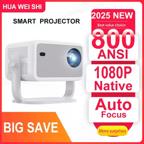 Huaweishi 4K 800ANSI P4 Native Portable Projector 1080P Auto Focus Keystone Correction BT5.2 Android
