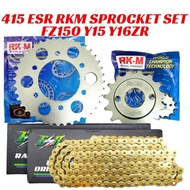 ESR RK-M 428 Sprocket Set FZ150 Y15ZR Y16ZR Y15 Y16 RK-M Sprocket & ESR Gold Chain Set 415H 415HUO 1