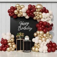 Pomegranate Red, Metallic Gold, Vintage Sand White Latex Balloon Arch Set, Suitable For Burgundy The