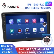 Podofo 2din Android 10.0 Stereo Receiver Car Radio 10" Carplay GPS Multimedia Player For VW Nissan Kia Toyota Ford Peugeot Honda