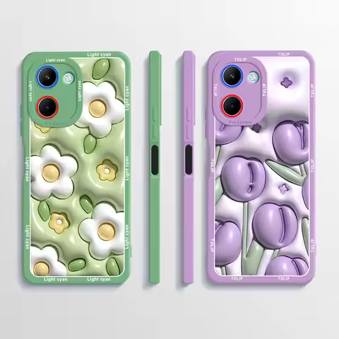 For OPPO Realme C33 Case C 33 6.5 inch RMX3624 Fashion Flower Phone Case RealmeC33 Shockproof Square