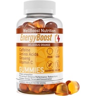 Energy Boost - Pre Workout, Caffeine, Ginseng, VIT C, L-Carnitine, Beta-Alanine, Chewable Gummies fo