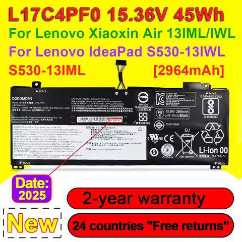 L17C4PF0 L17M4PF0 Laptop Battery For Lenovo Xiaoxin Air 13IWL 13IML Ideapad S530-13IWL 15.36V 45Wh 5